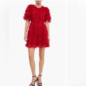 Endless‎ Rose red feather mini dress NWT Large